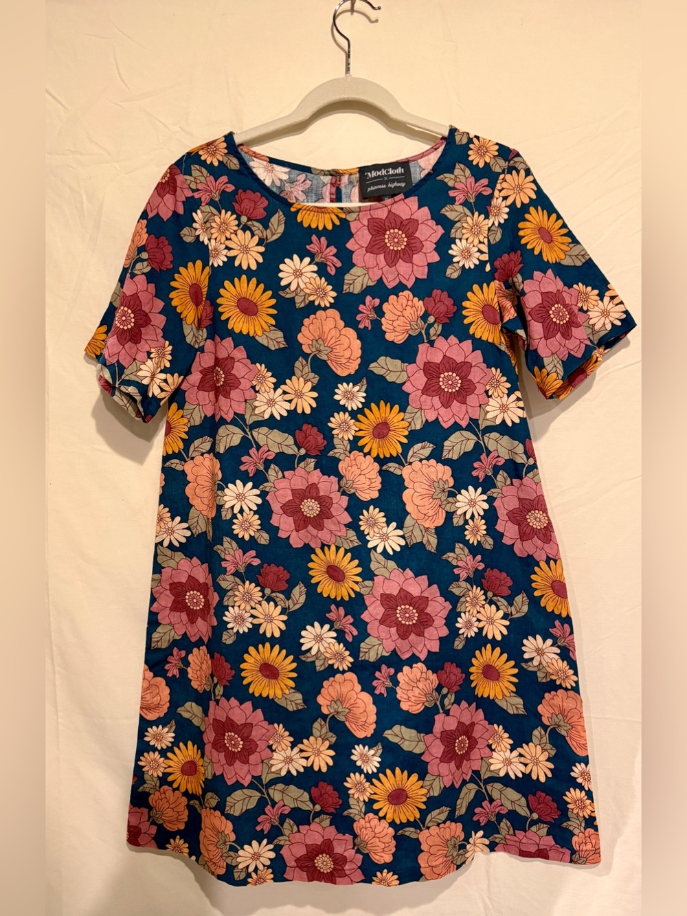 Princess Highway for Modcloth Floral Dress Size L Linen x Cotten Blend Shift